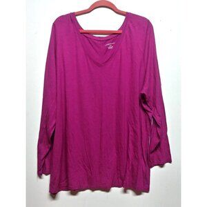 Lane Bryant top 26/28 Tee shirt LONG SLEEVE supima blend T Shirt purple stretch